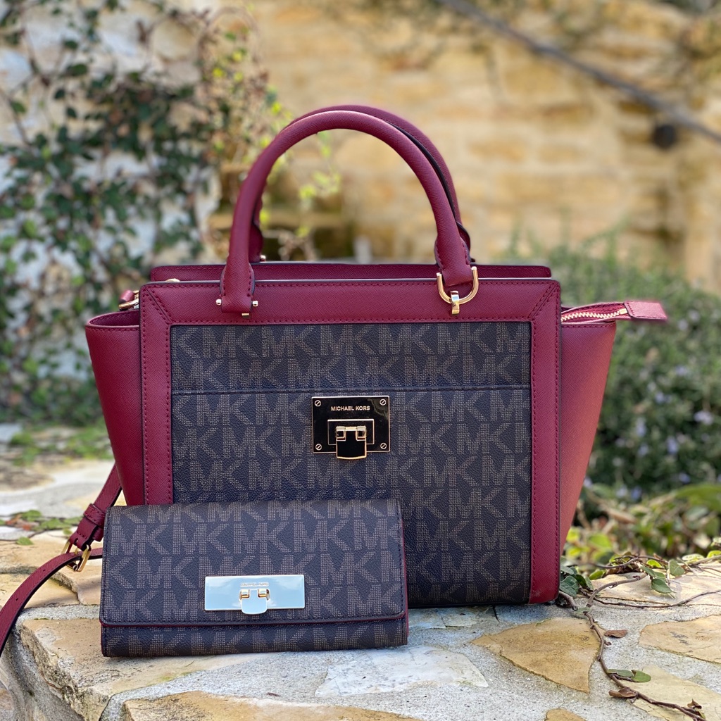 Nwt Michael Kors Lg Tina Signature SatchelWallet Nwt Michael Kors Lg Tina Signature SatchelWallet
